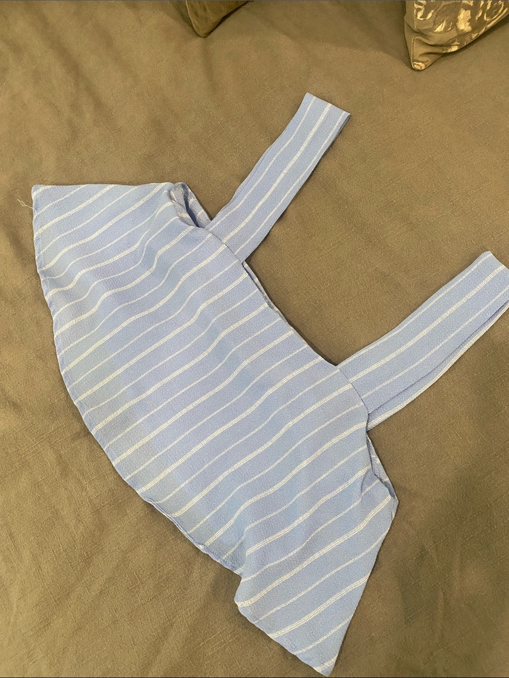 Light Blue Striped Crop Tank Top and Pants set